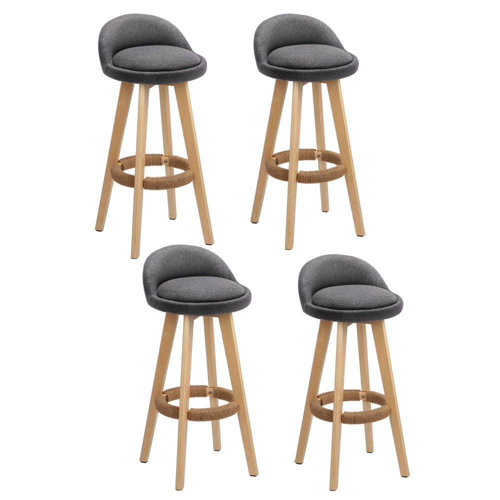 Meeka Linen Fabric Swivel Bar Stools 69cm Grey (Set of 4) - Barstool Express