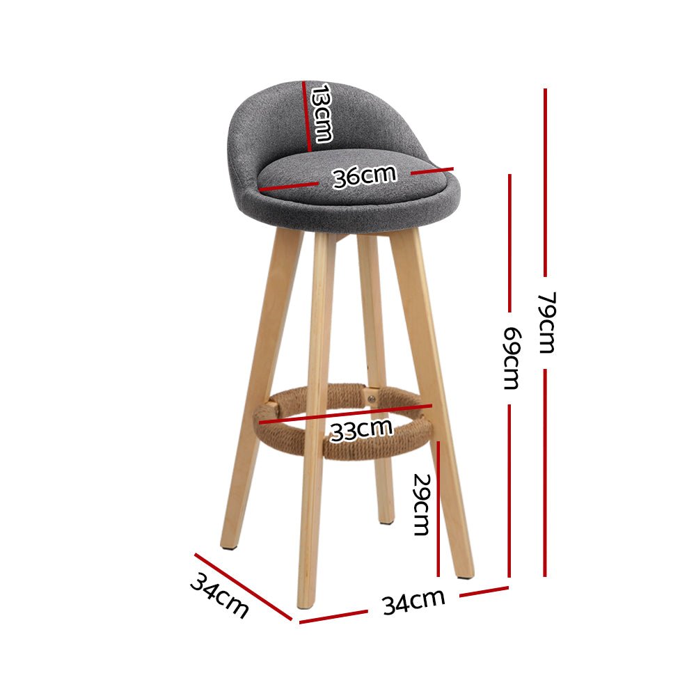 Meeka Linen Fabric Swivel Bar Stools 69cm Grey (Set of 4) - Barstool Express