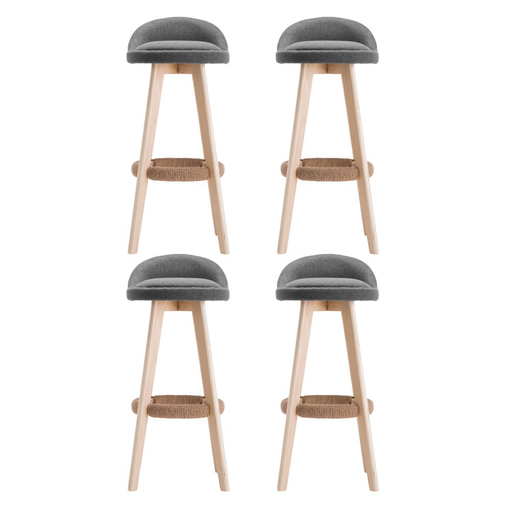 Meeka Linen Fabric Swivel Bar Stools 69cm Grey (Set of 4) - Barstool Express
