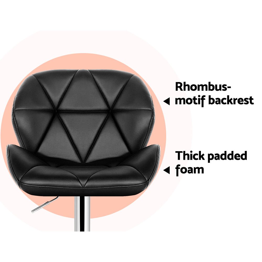 Metro Leather Padded Adjustable Bar Stools Black (Set of 4) - Barstool Express