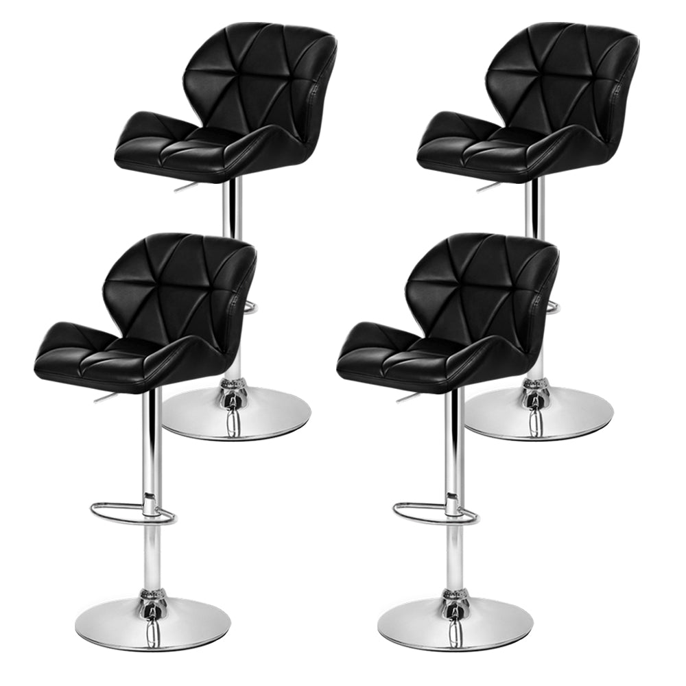 Metro Leather Padded Adjustable Bar Stools Black (Set of 4) - Barstool Express