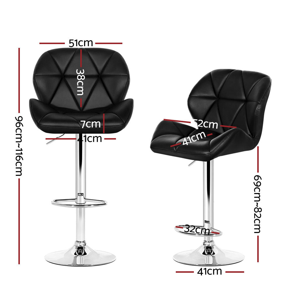 Metro Leather Padded Adjustable Bar Stools Black (Set of 4) - Barstool Express