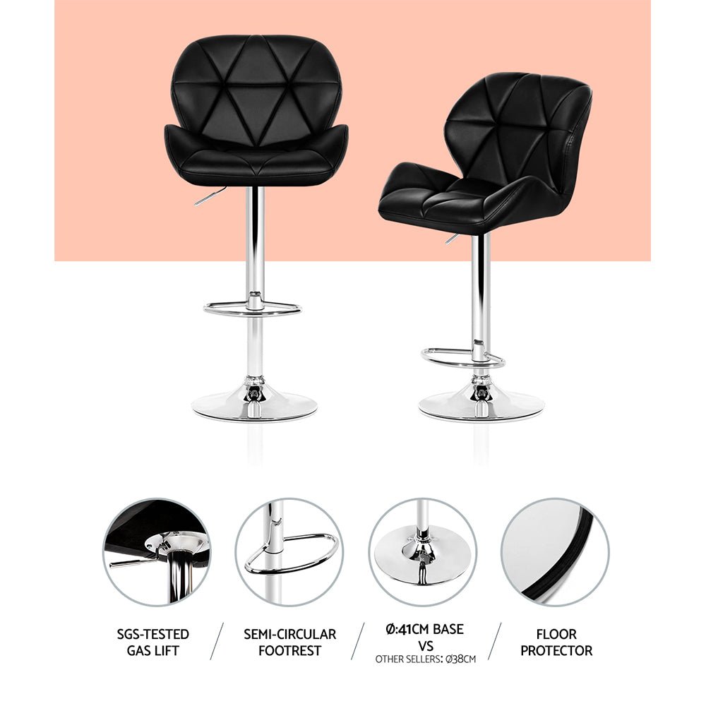 Metro Leather Padded Adjustable Bar Stools Black (Set of 4) - Barstool Express