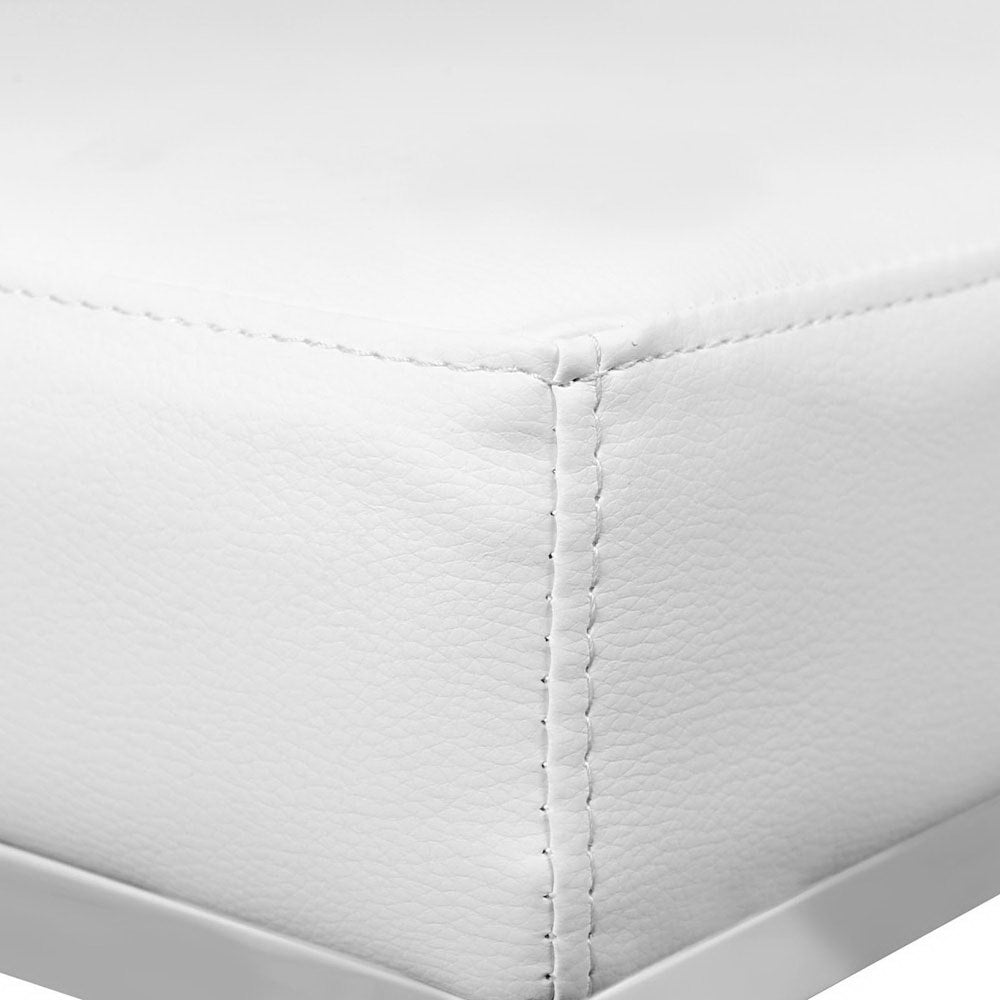 Milan Leather Padded Square Bar Stools 69cm Chrome White (Set of 2) - Barstool Express