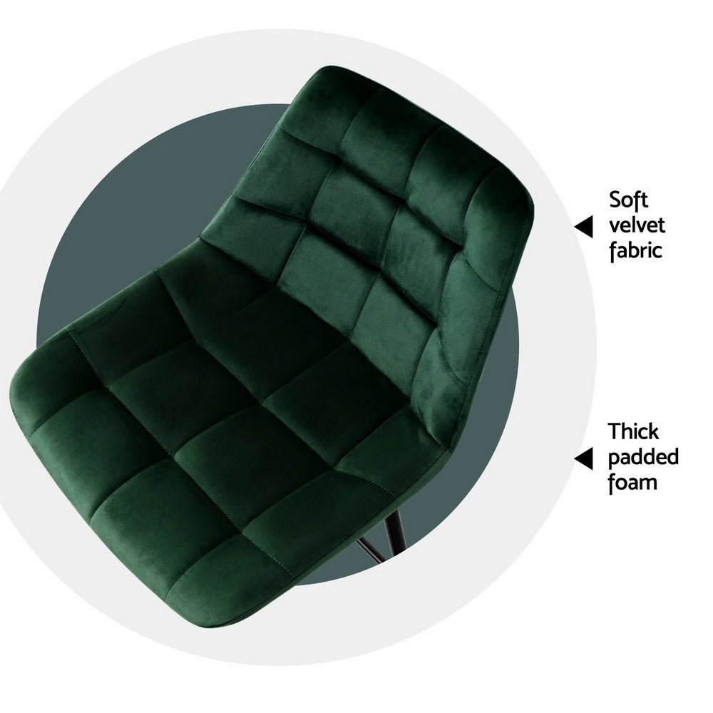 Milla Velvet Bar Stools 76cm Green (Set of 4) - Barstool Express