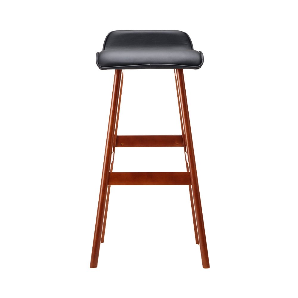 Milo Leather Bentwood Bar Stools 74cm Black (Set of 2) - Barstool Express