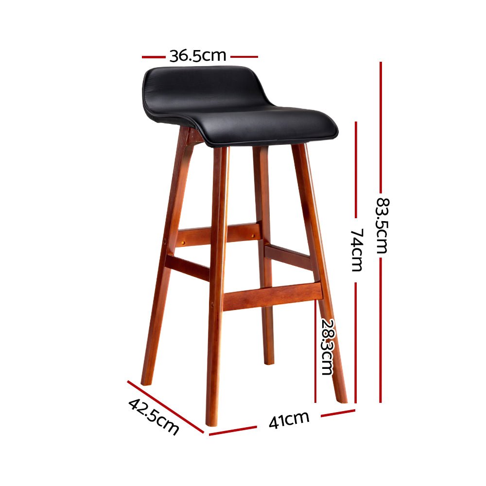 Milo Leather Bentwood Bar Stools 74cm Black (Set of 2) - Barstool Express