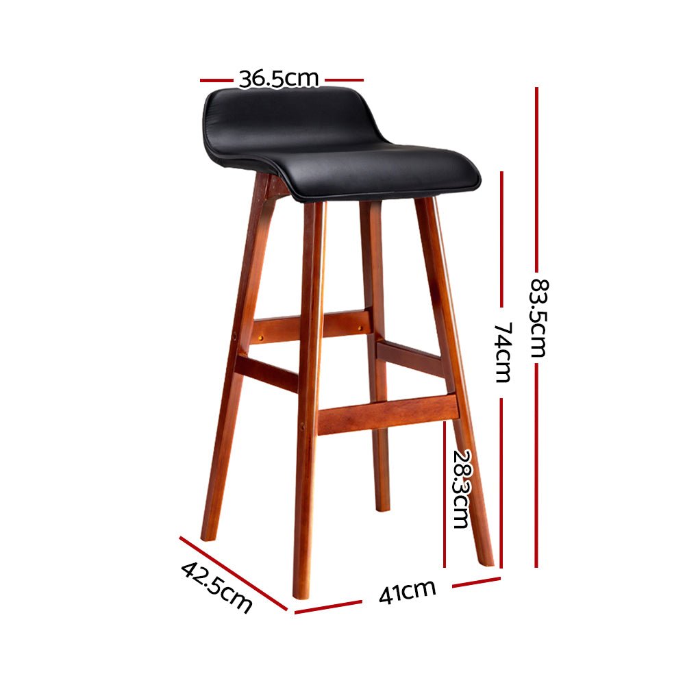 Milo Leather Bentwood Bar Stools 74cm Black (Set of 4) - Barstool Express