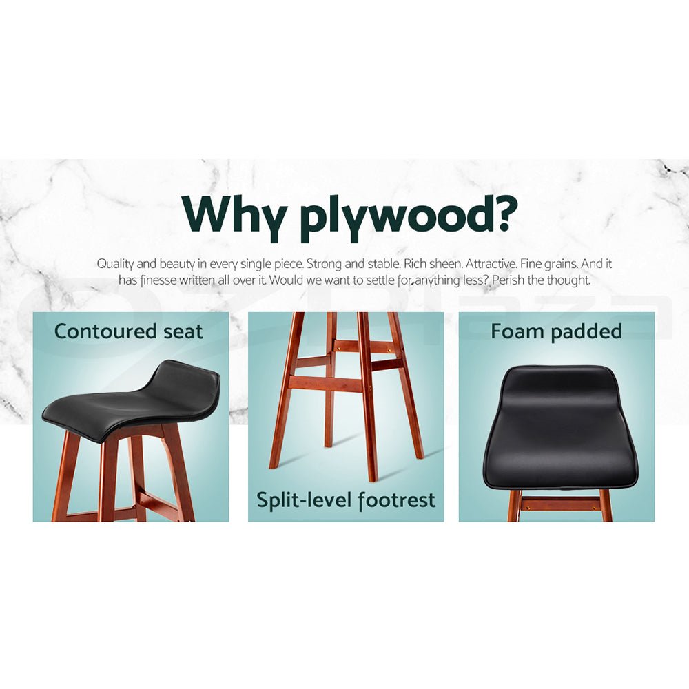 Milo Leather Bentwood Bar Stools 74cm Black (Set of 4) - Barstool Express