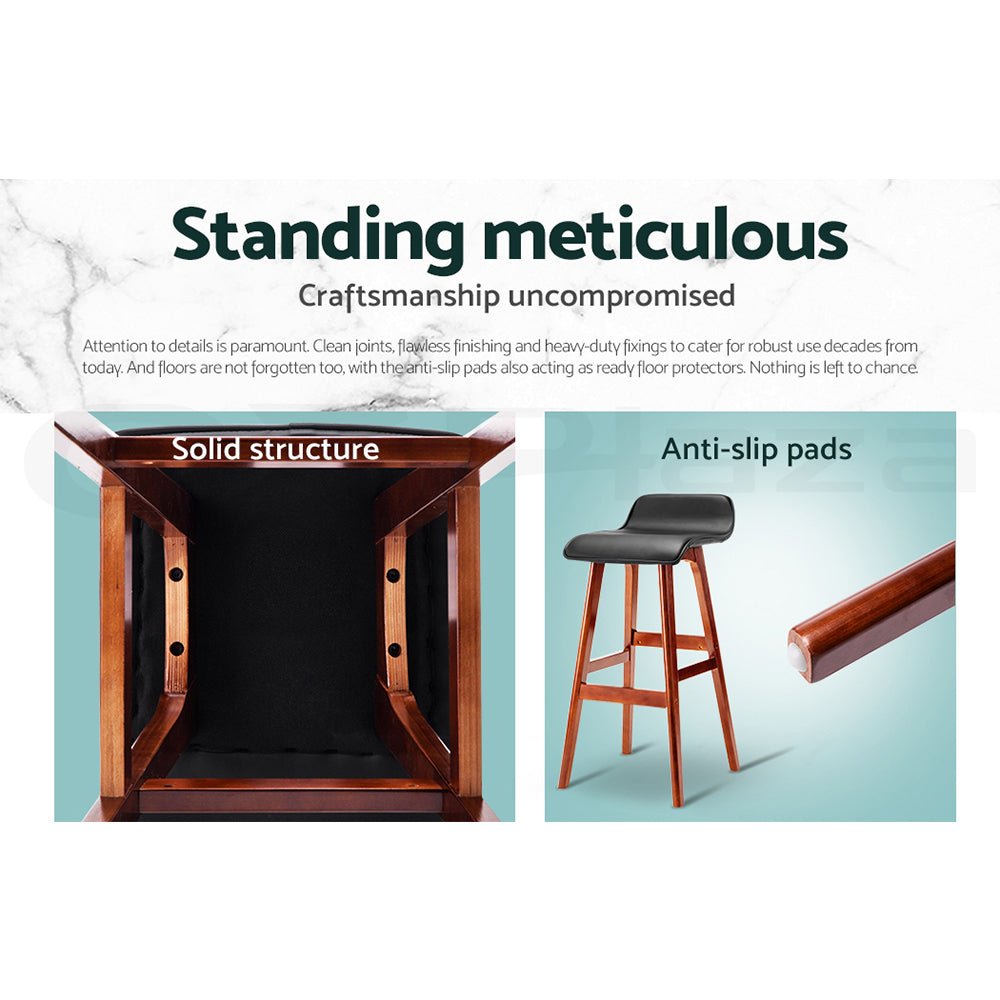Milo Leather Bentwood Bar Stools 74cm Black (Set of 4) - Barstool Express