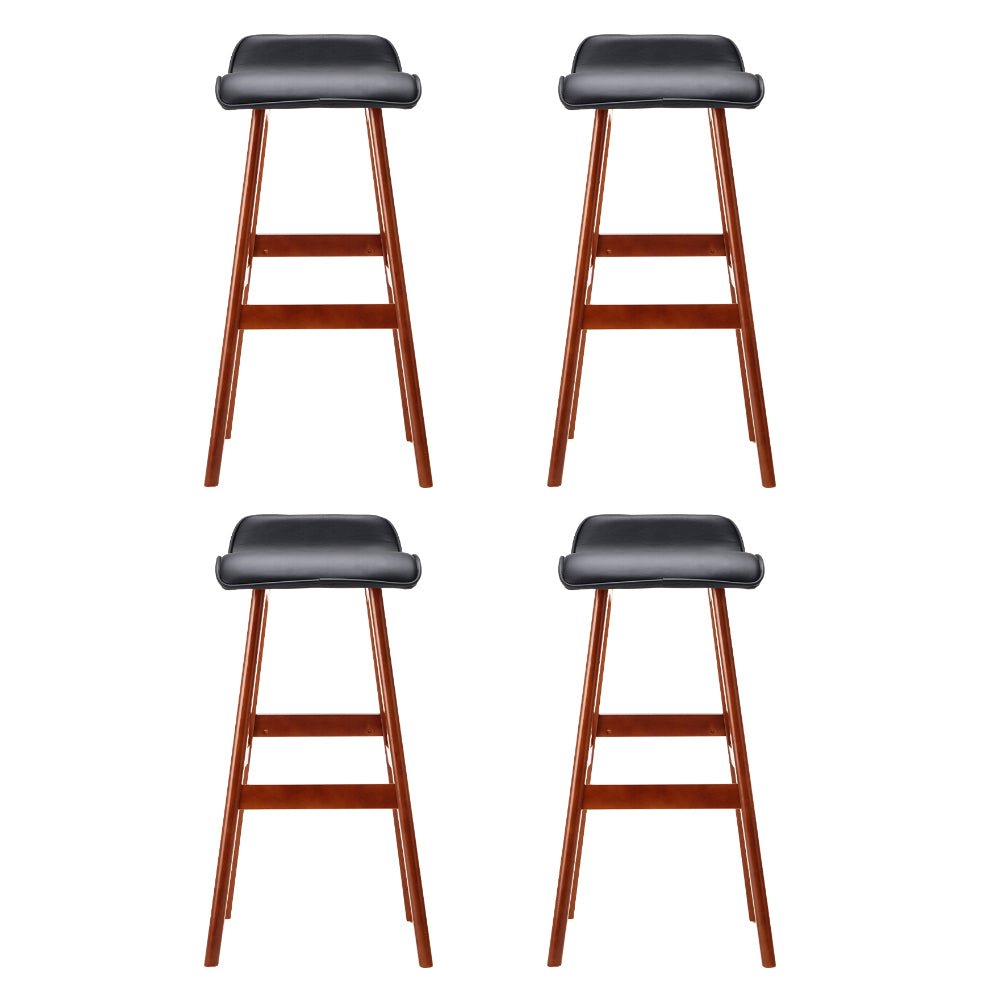 Milo Leather Bentwood Bar Stools 74cm Black (Set of 4) - Barstool Express