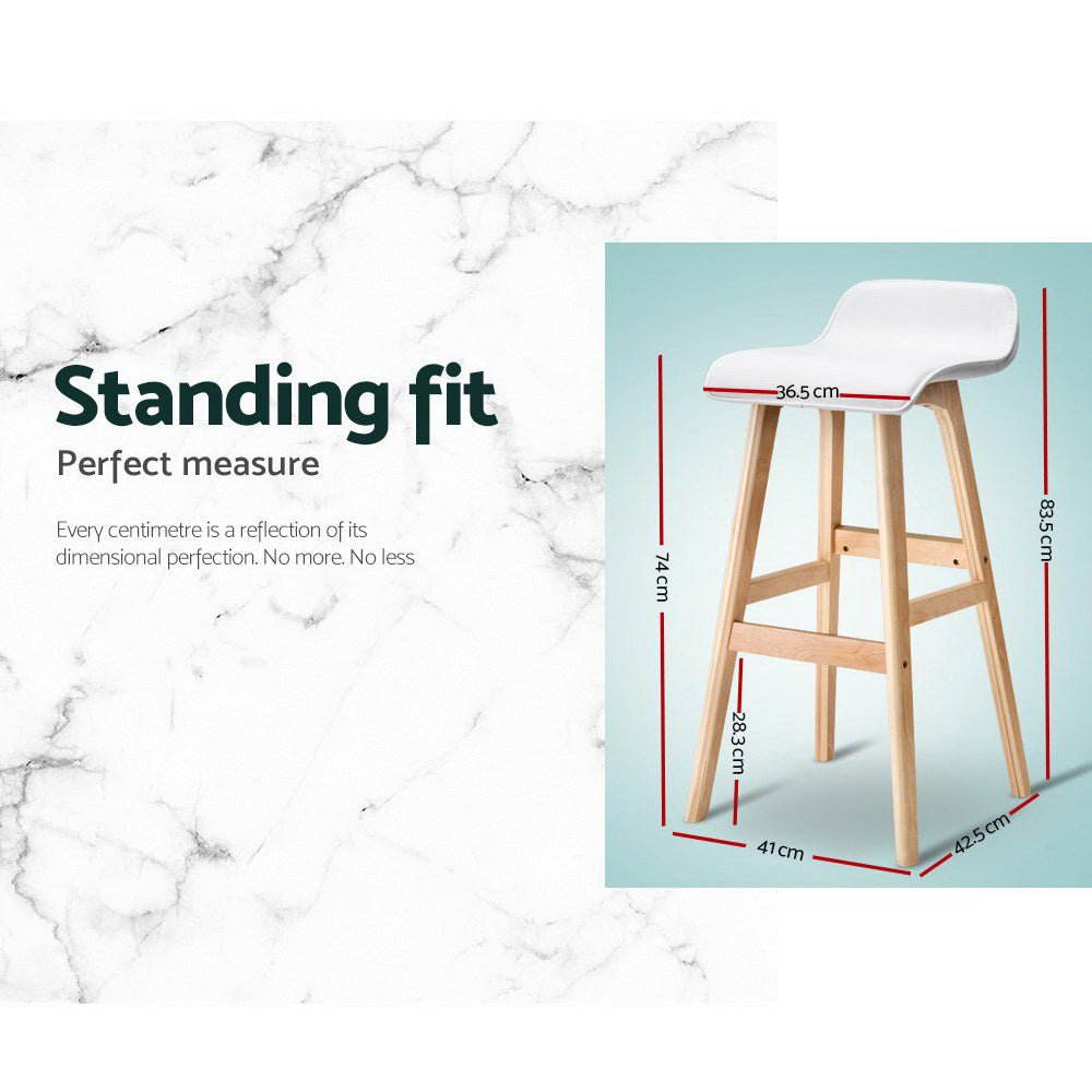 Milo Leather Bentwood Bar Stools 74cm White (Set of 2) - Barstool Express