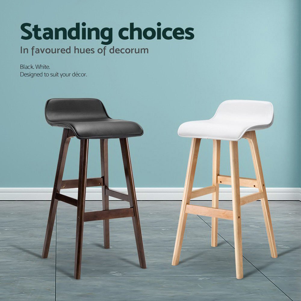 Milo Leather Bentwood Bar Stools 74cm White (Set of 2) - Barstool Express