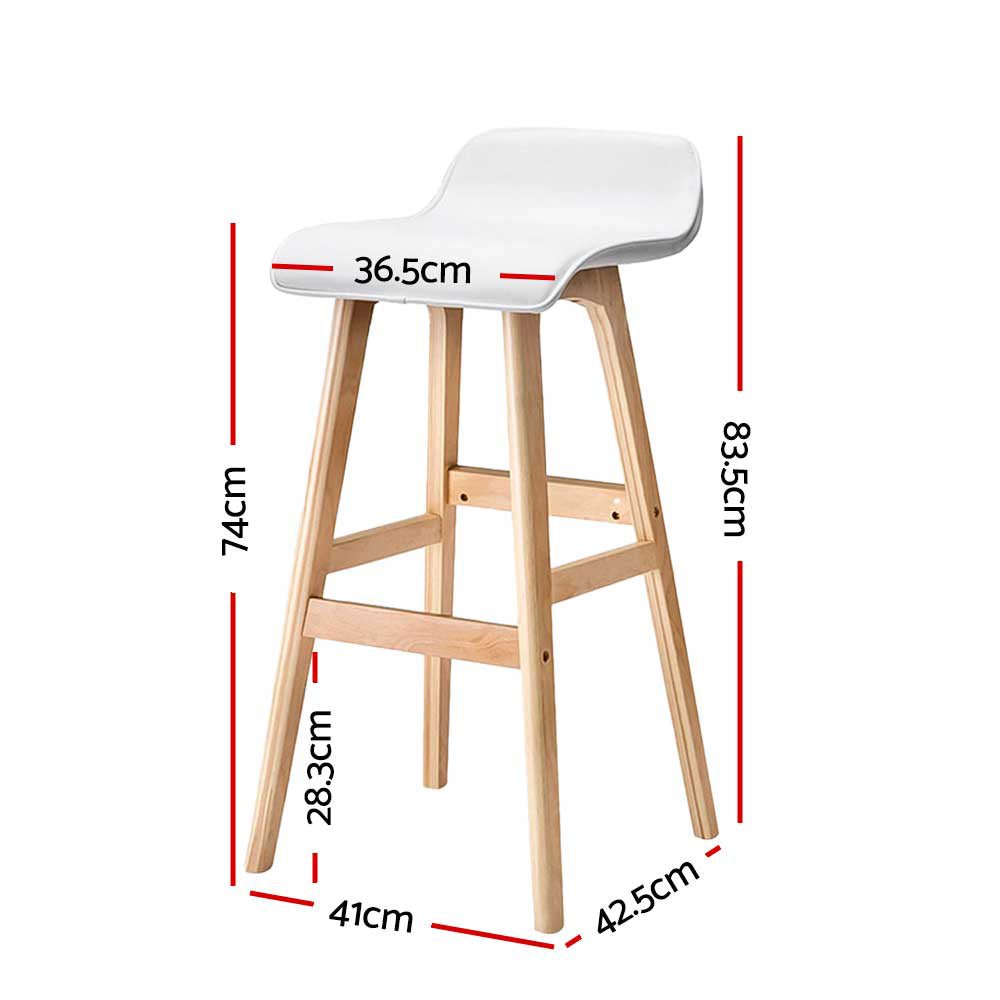 Milo Leather Bentwood Bar Stools 74cm White (Set of 2) - Barstool Express