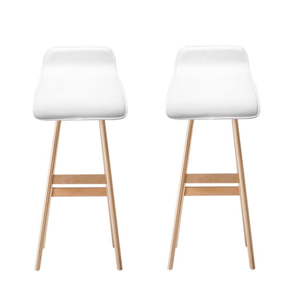 Milo Leather Bentwood Bar Stools 74cm White (Set of 2) - Barstool Express