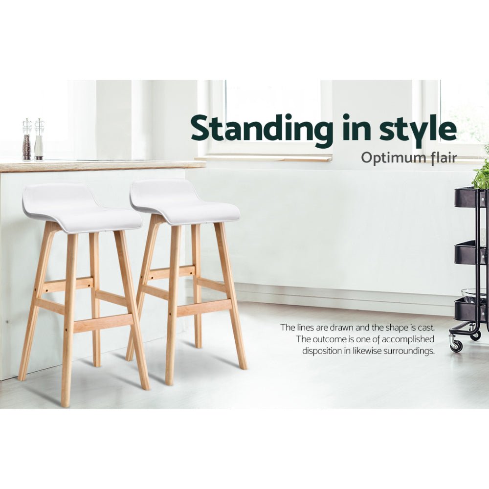 Milo Leather Bentwood Bar Stools 74cm White (Set of 4) - Barstool Express