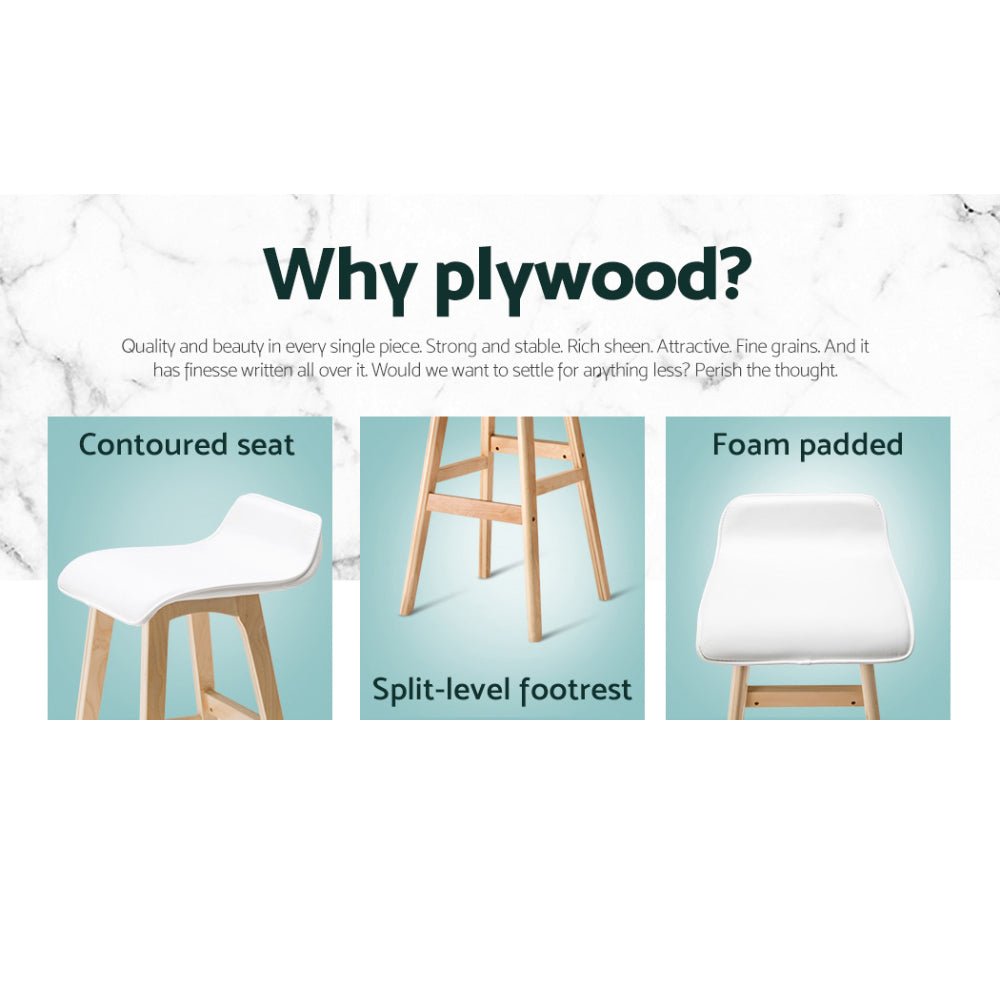 Milo Leather Bentwood Bar Stools 74cm White (Set of 4) - Barstool Express