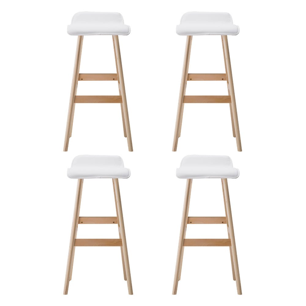 Milo Leather Bentwood Bar Stools 74cm White (Set of 4) - Barstool Express