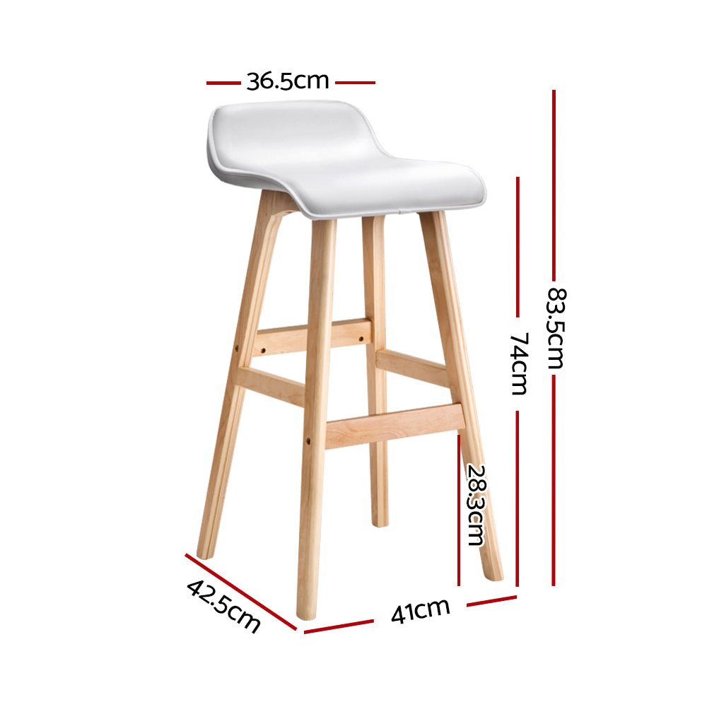 Milo Leather Bentwood Bar Stools 74cm White (Set of 4) - Barstool Express