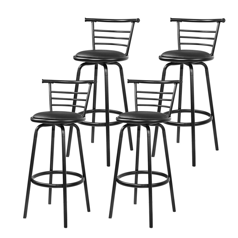 Mimi Leather Padded Swivel Bar Stools 75cm Black (Set of 4) - Barstool Express