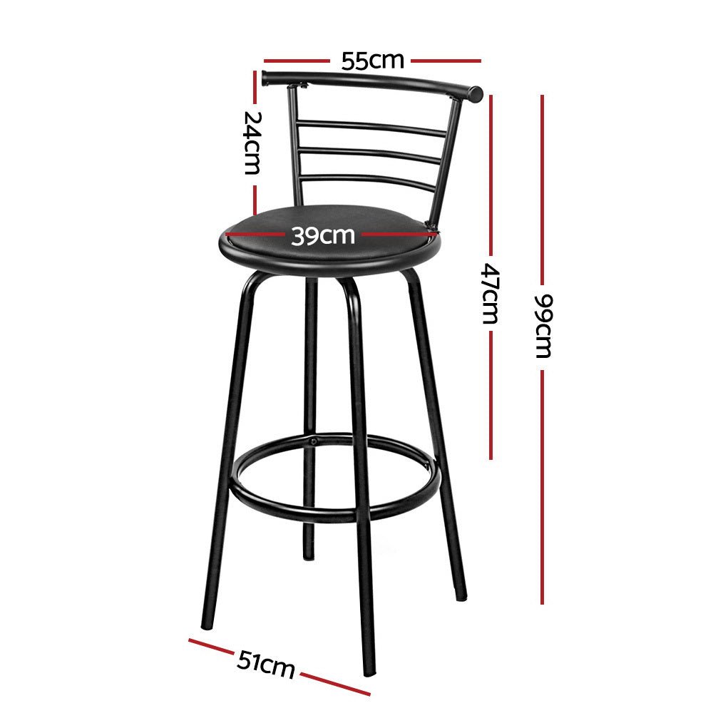 Mimi Leather Padded Swivel Bar Stools 75cm Black (Set of 4) - Barstool Express