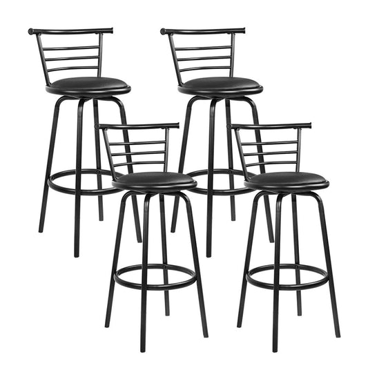 Mimi Leather Padded Swivel Bar Stools 75cm Black (Set of 4) - Barstool Express