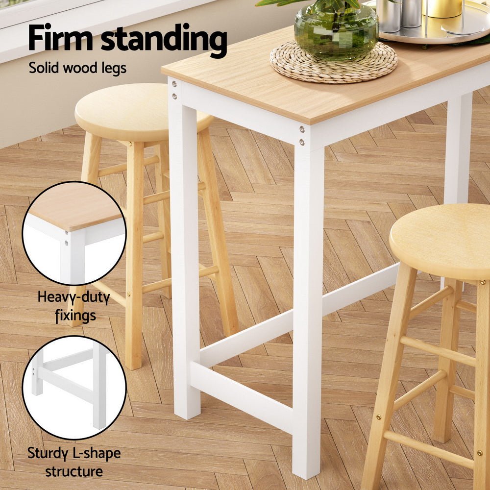 Moana Kitchen Bar Table & Stools Set – Natural & White (5 Piece) - Barstool Express