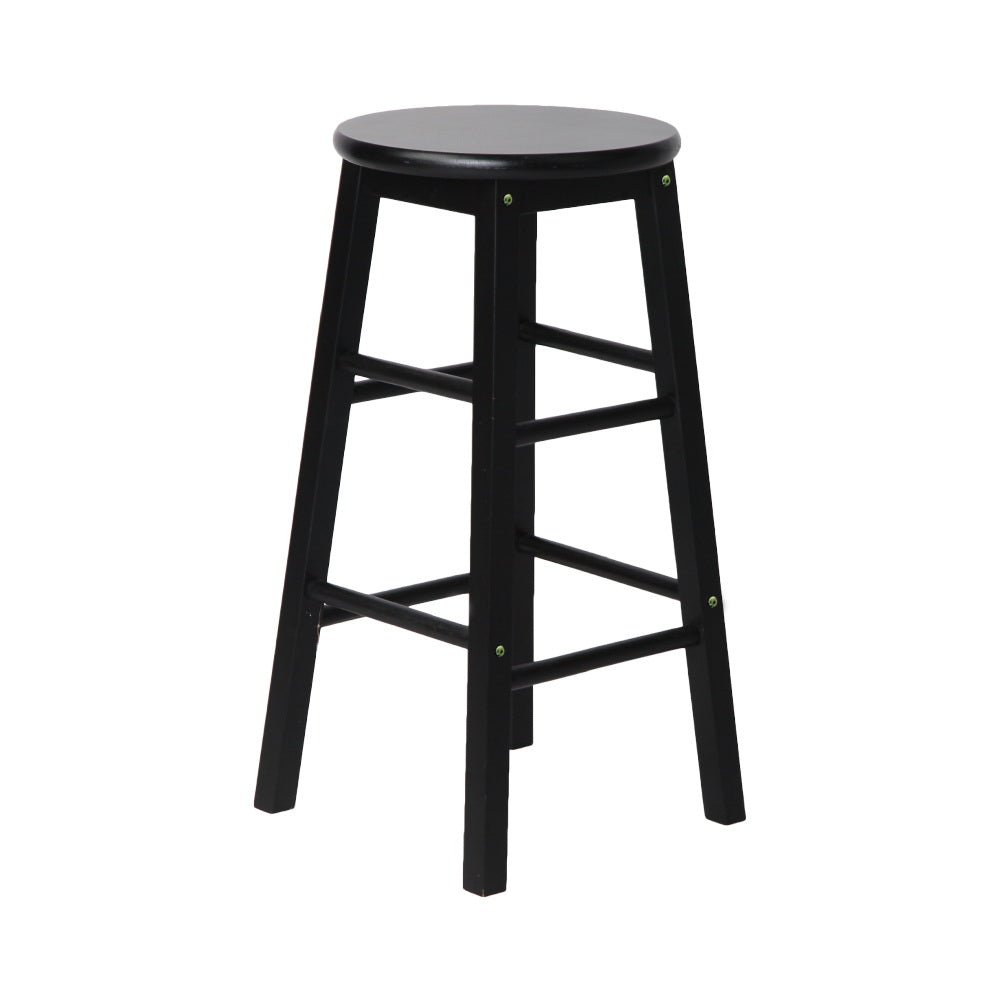 Moana Round Wooden Bar Stools 61cm Black (Set of 2) - Barstool Express