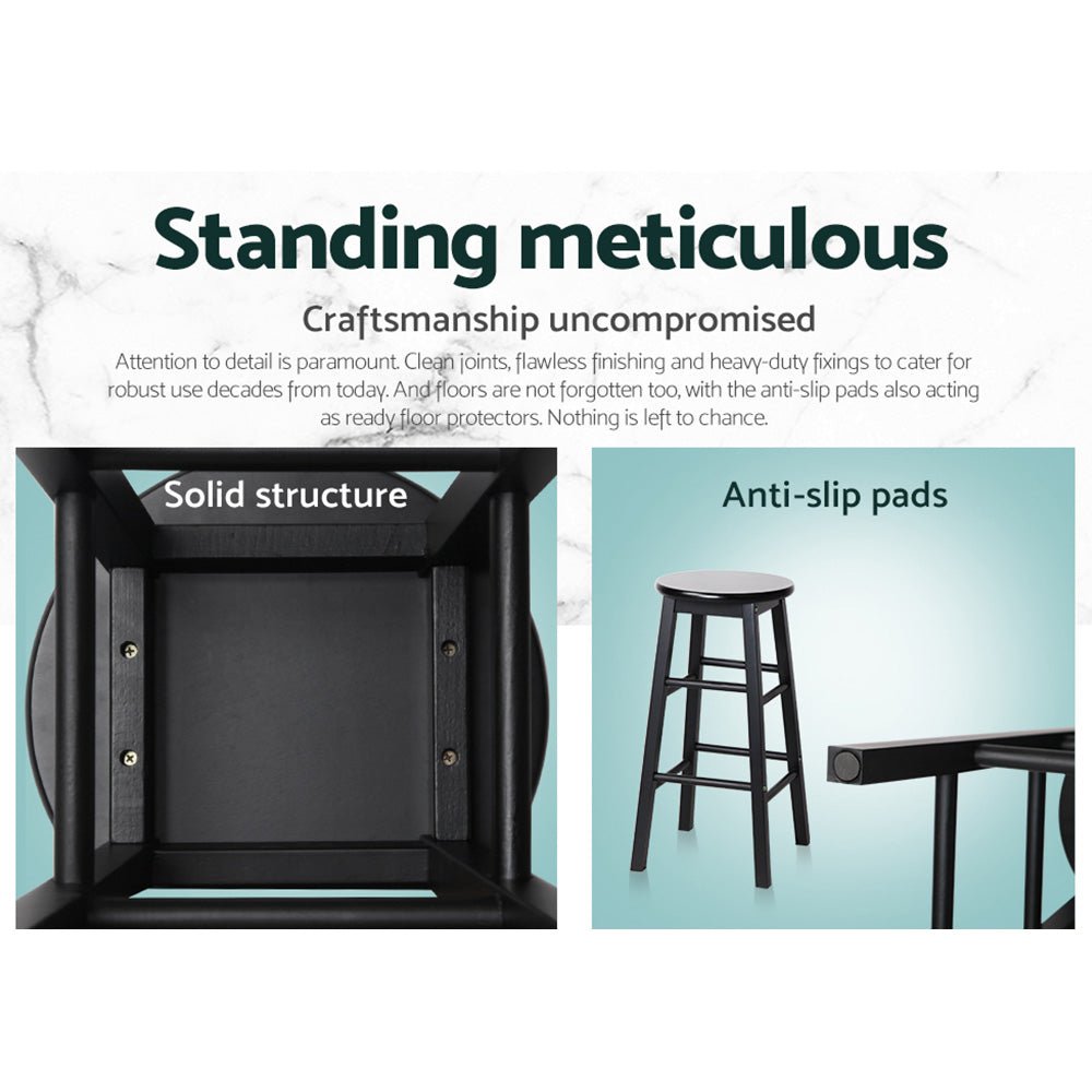Moana Round Wooden Bar Stools 61cm Black (Set of 2) - Barstool Express