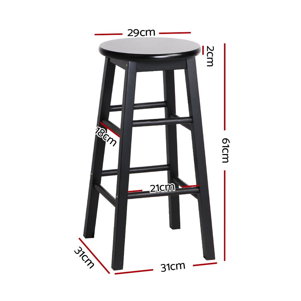 Moana Round Wooden Bar Stools 61cm Black (Set of 2) - Barstool Express
