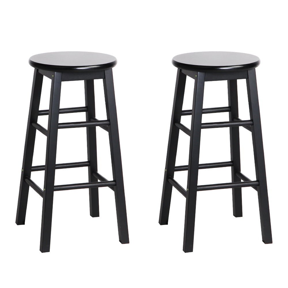 Moana Round Wooden Bar Stools 61cm Black (Set of 2) - Barstool Express