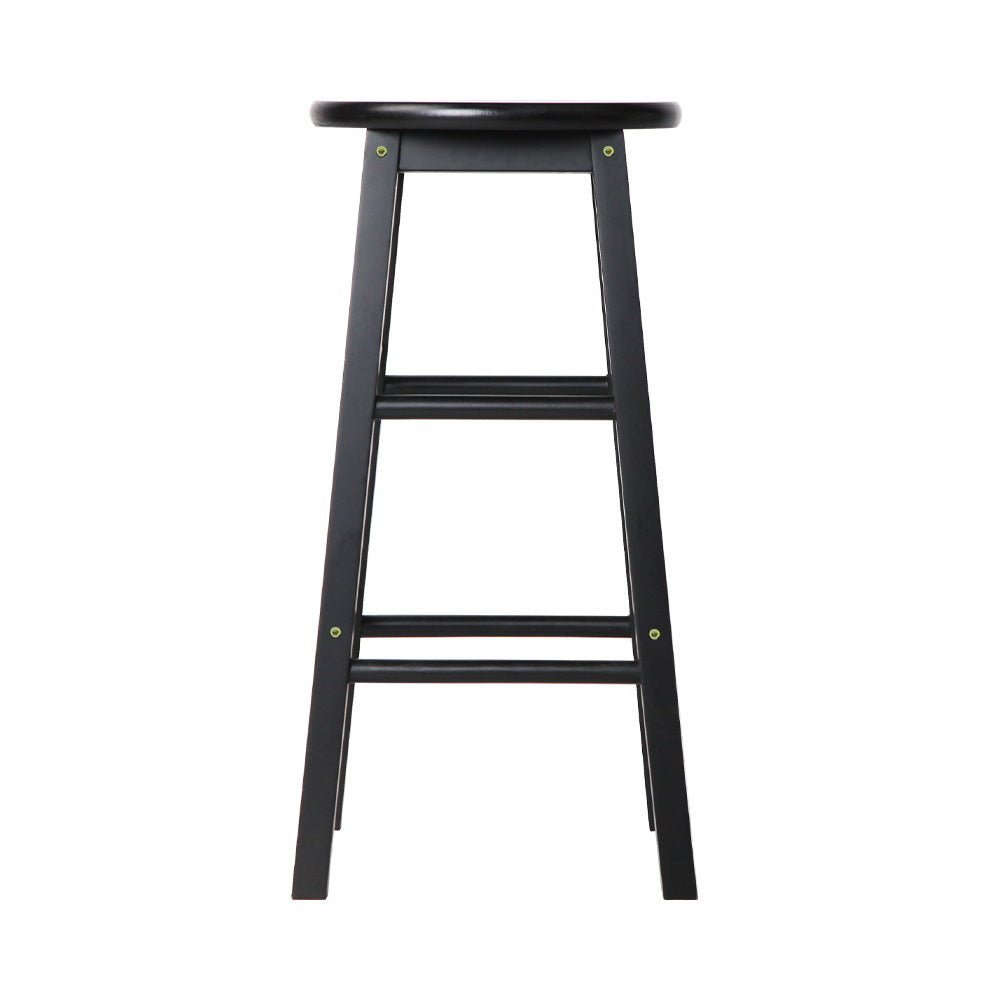 Moana Round Wooden Bar Stools 61cm Black (Set of 2) - Barstool Express