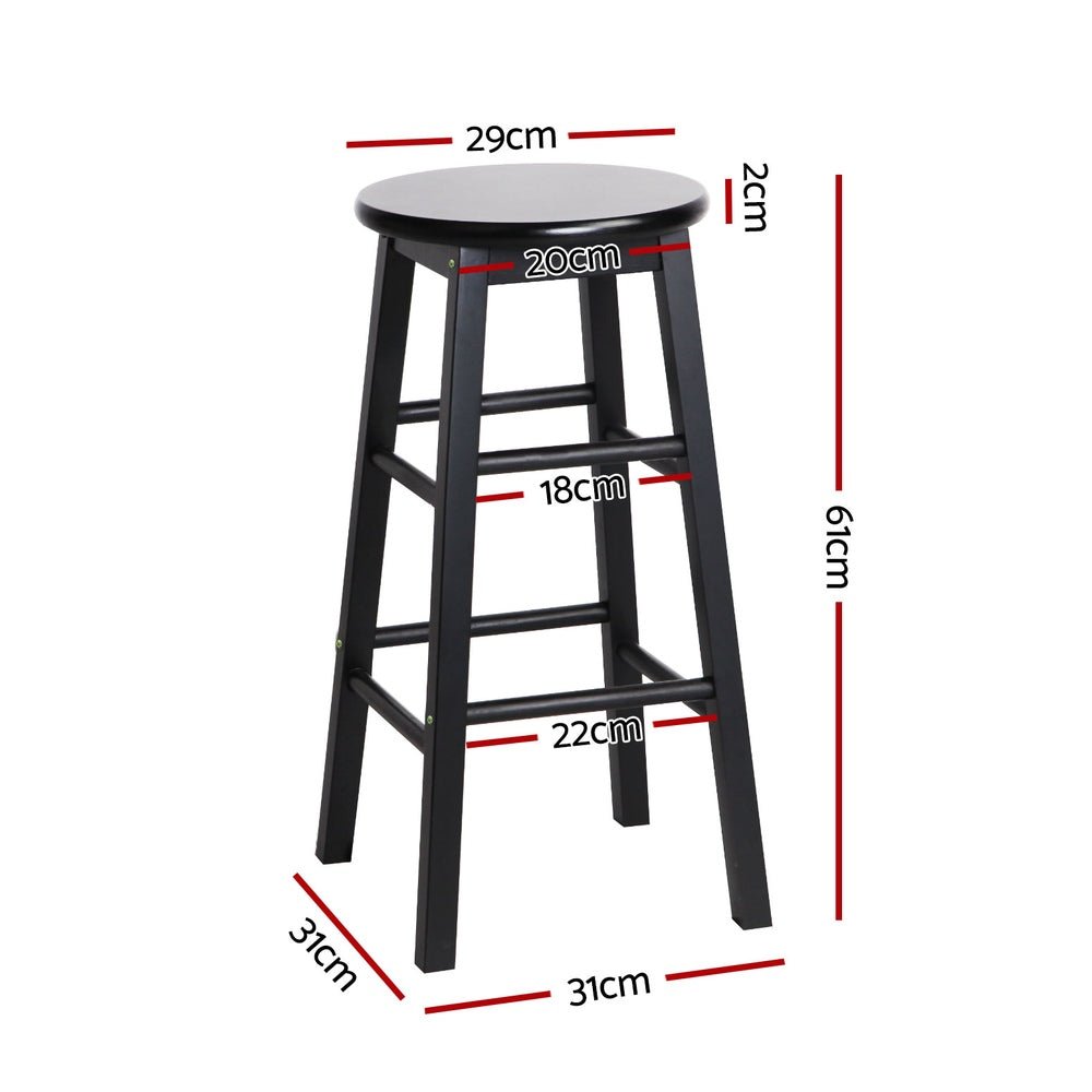 Moana Round Wooden Bar Stools 61cm Black (Set of 4) - Barstool Express