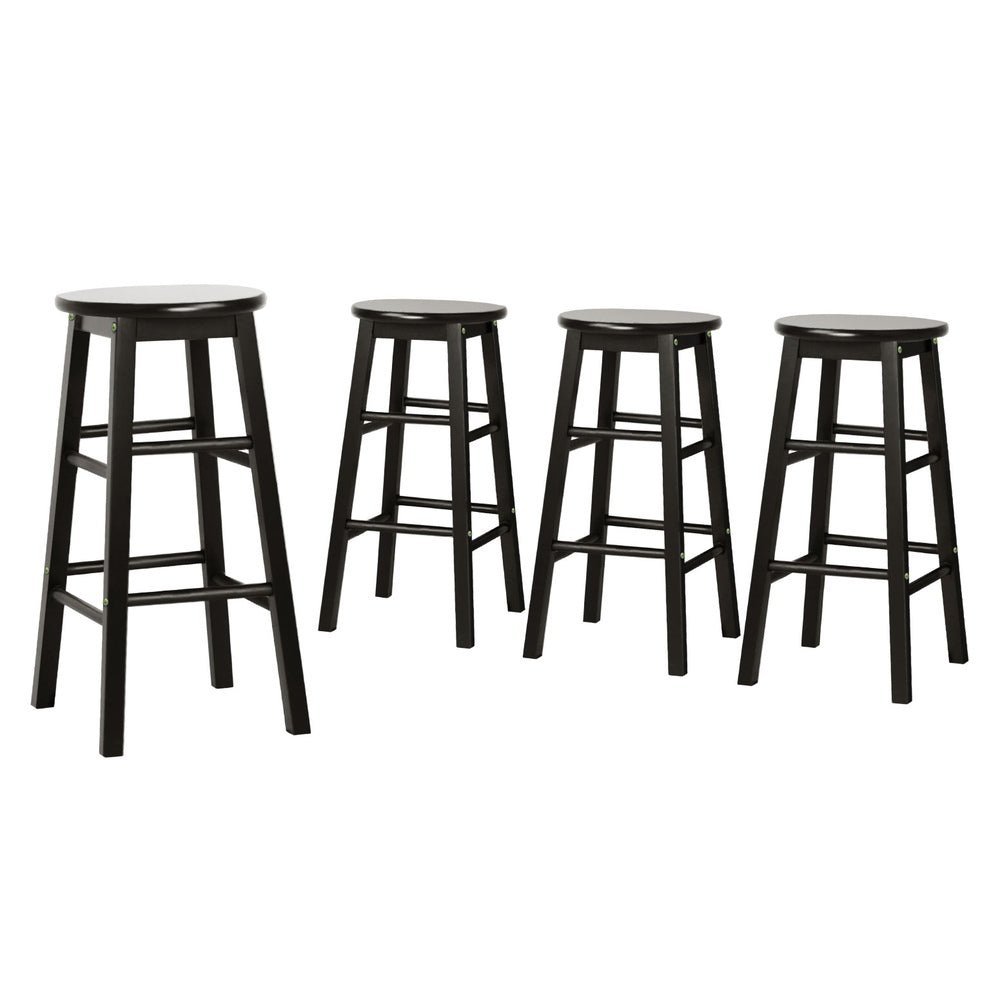 Moana Round Wooden Bar Stools 61cm Black (Set of 4) - Barstool Express