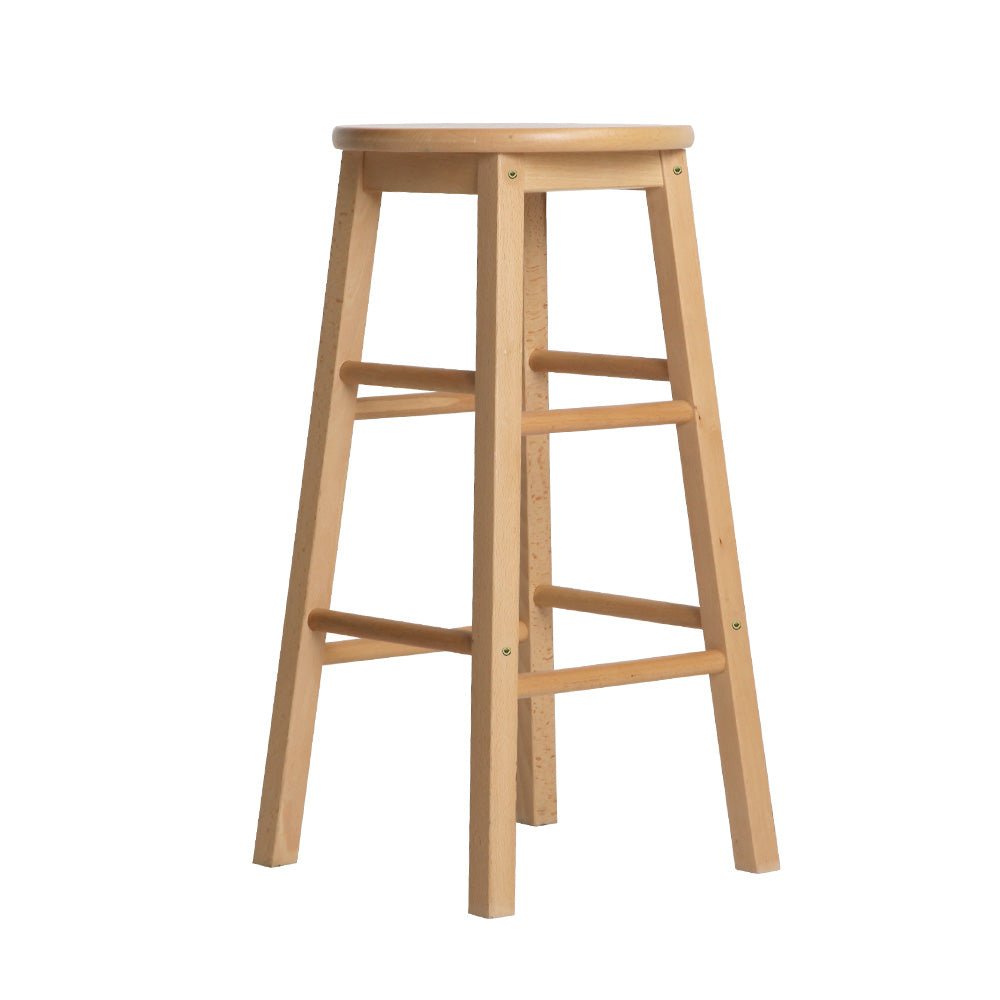 Moana Round Wooden Bar Stools 61cm Natural (Set of 2) - Barstool Express