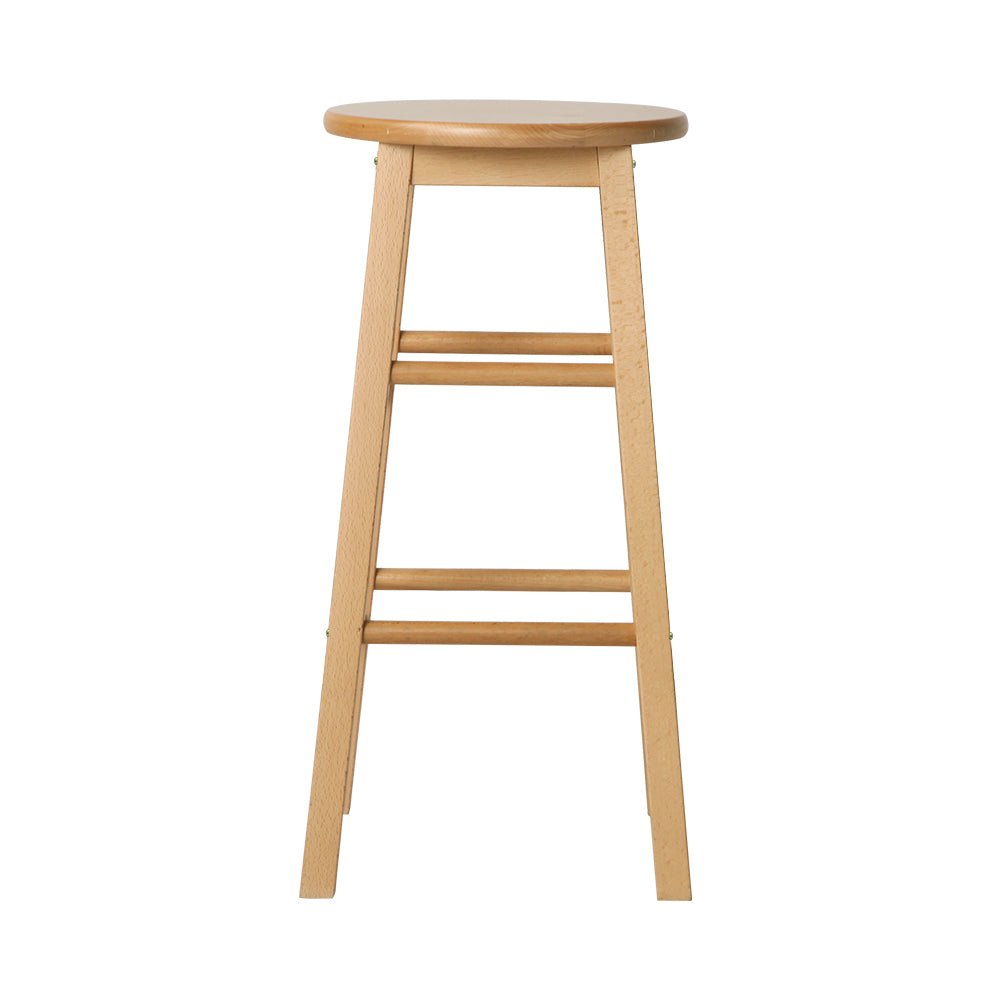 Moana Round Wooden Bar Stools 61cm Natural (Set of 2) - Barstool Express