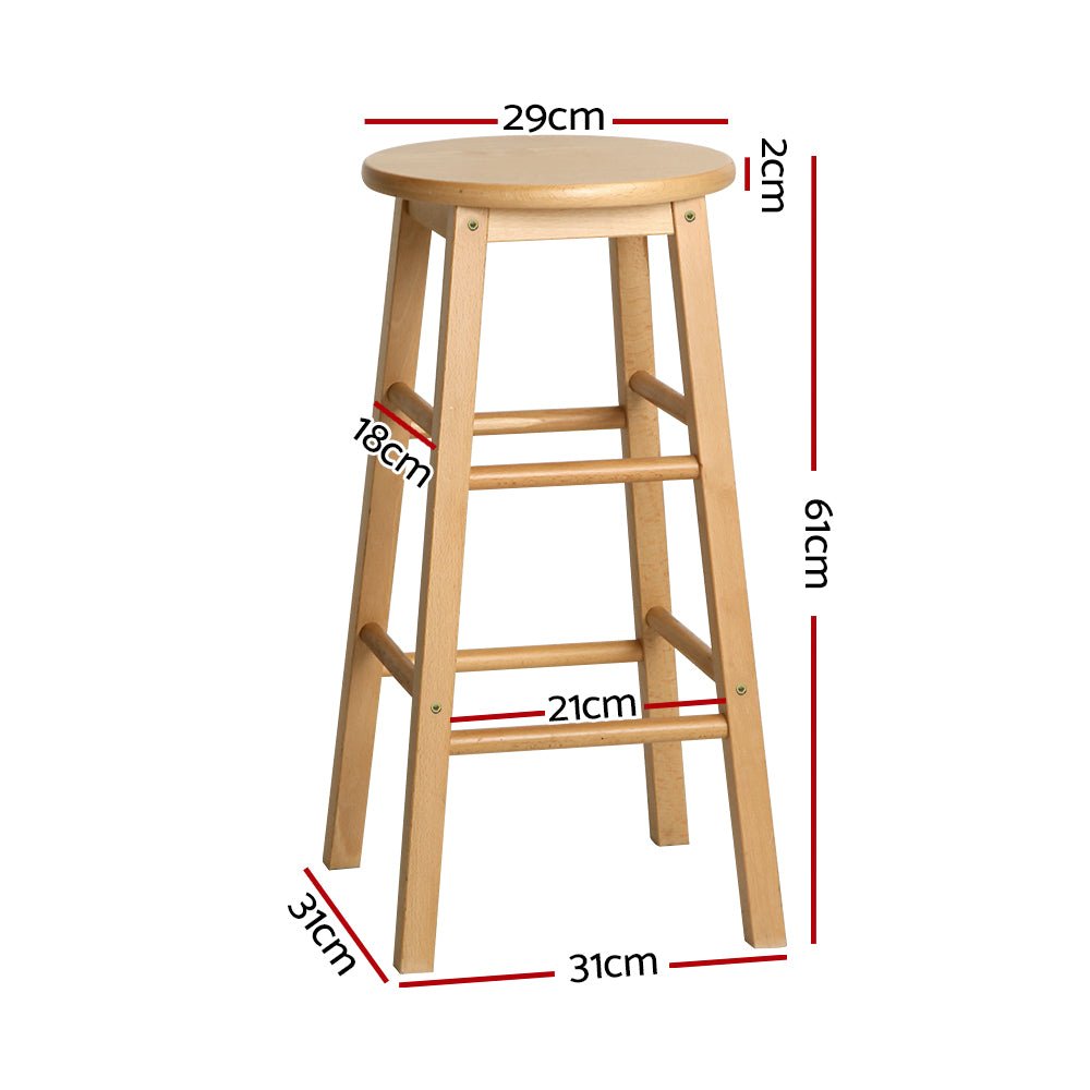Moana Round Wooden Bar Stools 61cm Natural (Set of 2) - Barstool Express