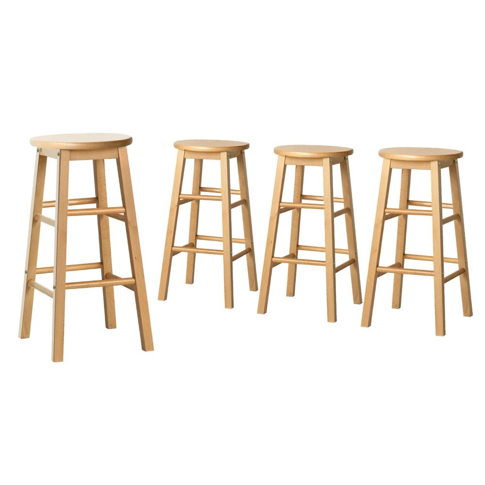 Moana Round Wooden Bar Stools 61cm Natural (Set of 4) - Barstool Express