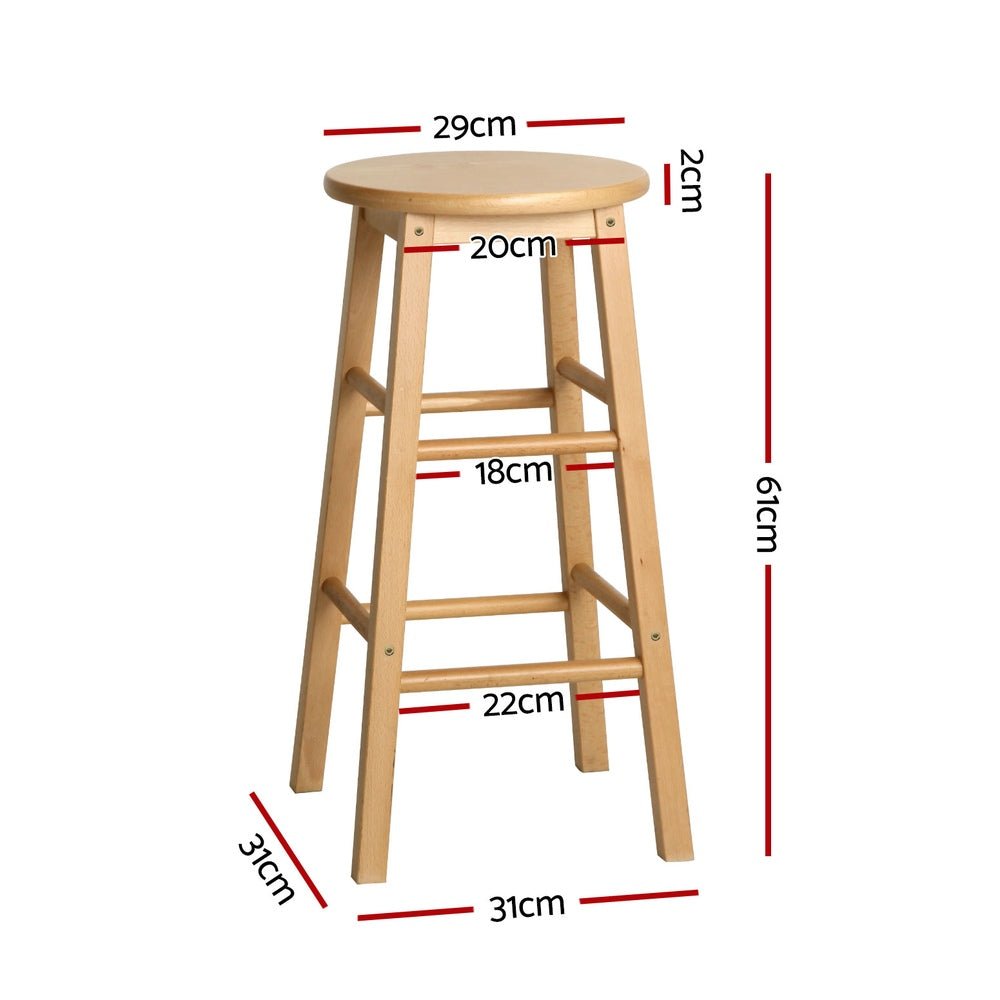 Moana Round Wooden Bar Stools 61cm Natural (Set of 4) - Barstool Express