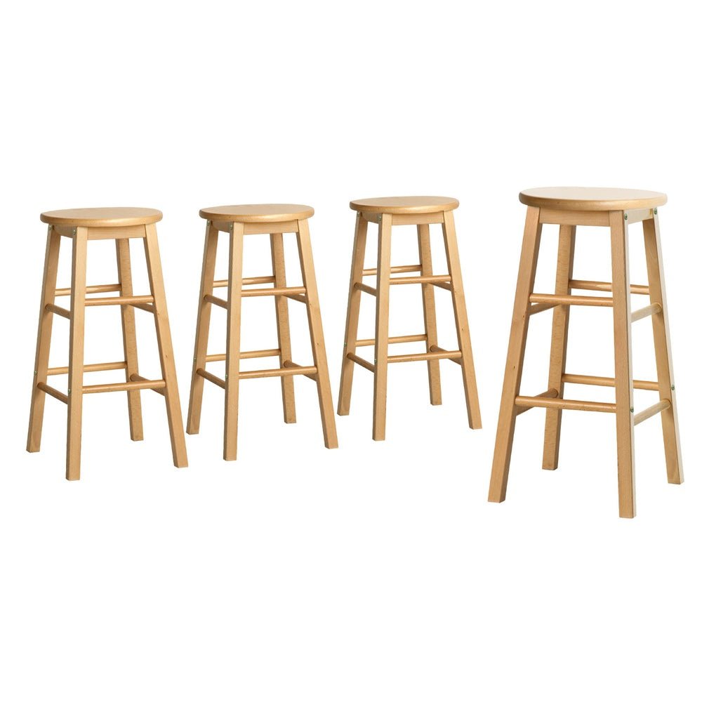 Moana Round Wooden Bar Stools 61cm Natural (Set of 4) - Barstool Express