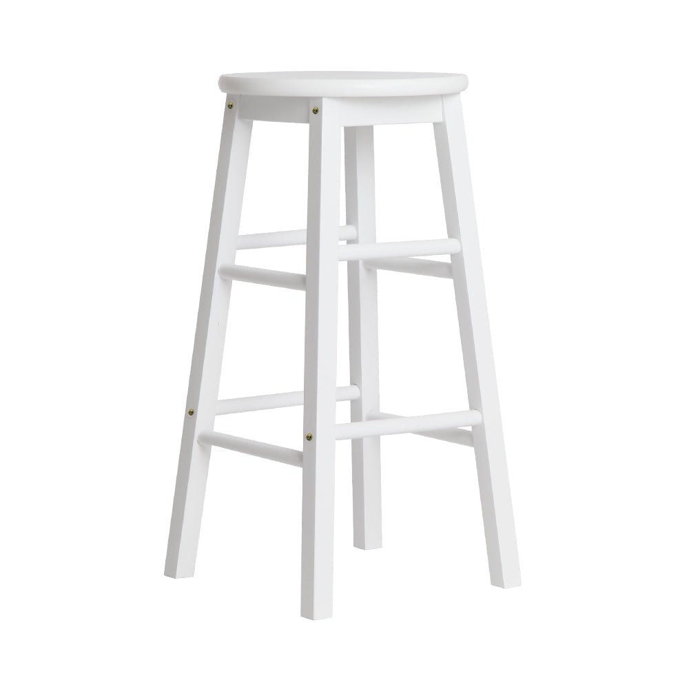 Moana Round Wooden Bar Stools 61cm White (Set of 2) - Barstool Express