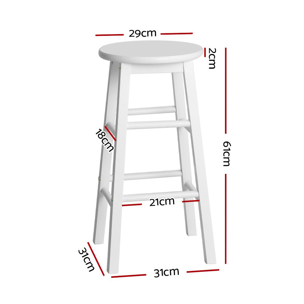 Moana Round Wooden Bar Stools 61cm White (Set of 2) - Barstool Express