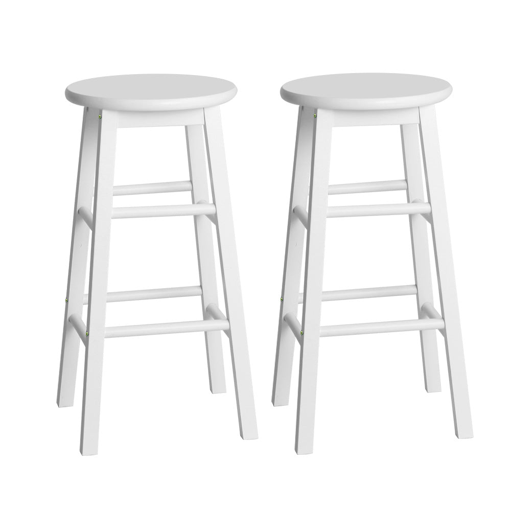 Moana Round Wooden Bar Stools 61cm White (Set of 2) - Barstool Express