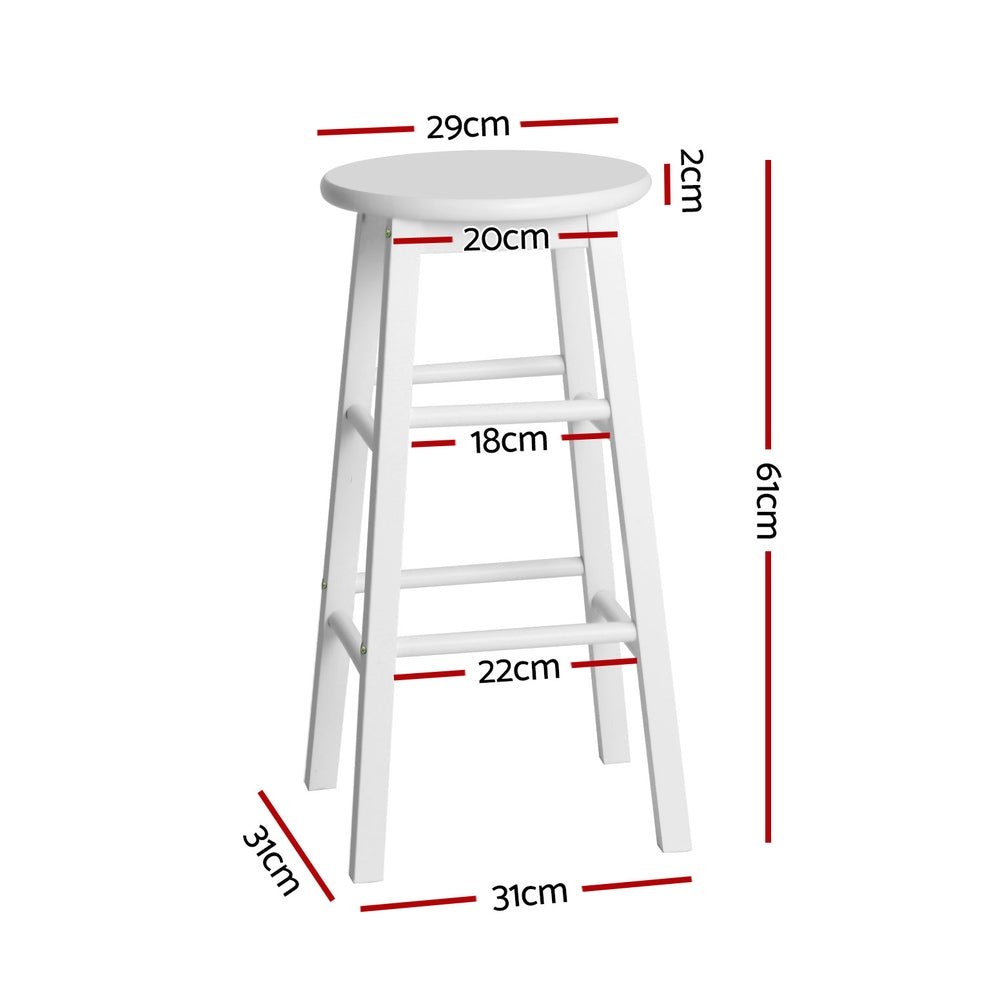 Moana Round Wooden Bar Stools 61cm White (Set of 4) - Barstool Express