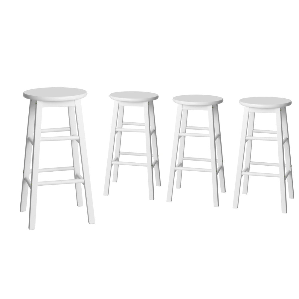 Moana Round Wooden Bar Stools 61cm White (Set of 4) - Barstool Express