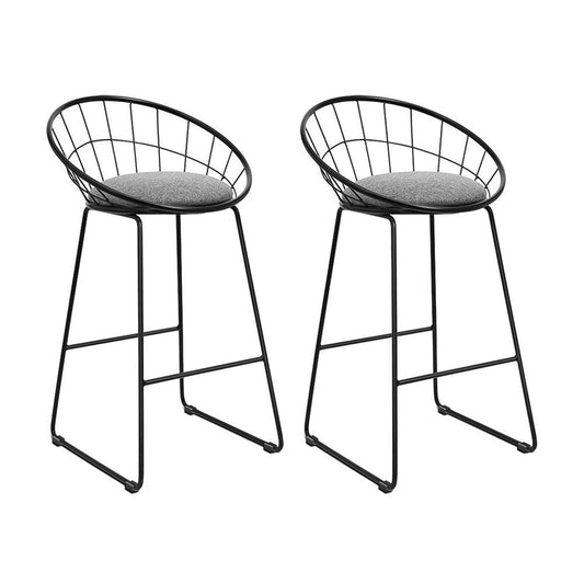 Nox Metal Padded Seat Bar Stools 65cm Grey (Set of 2) - Barstool Express