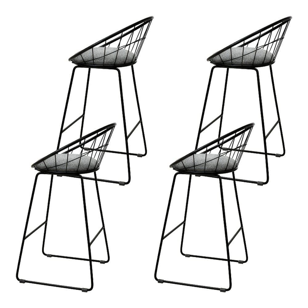 Nox Metal Padded Seat Bar Stools 65cm Grey (Set of 4) - Barstool Express
