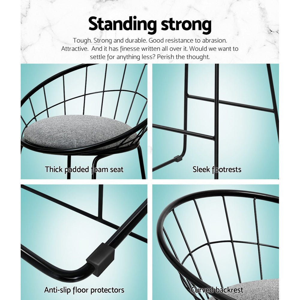 Nox Metal Padded Seat Bar Stools 65cm Grey (Set of 4) - Barstool Express