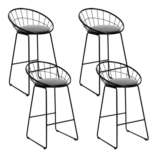 Nox Metal Padded Seat Bar Stools 65cm Grey (Set of 4) - Barstool Express