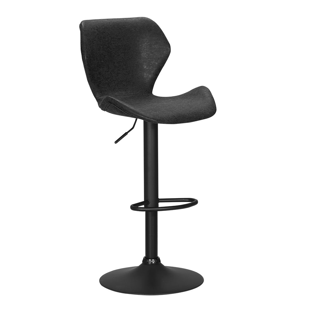 Otto Vintage Leather Adjustable Bar Stools Black (Set of 2) - Barstool Express